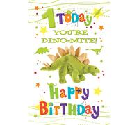 Cherry Orchard Dinosaur 1 Today Birthday Card Fun Design with Gold Foil from