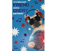 Cherry Orchard Disco Dog Birthday Card, Musical Theme Design with French Bulldog, Headphones and Sunglasses, Includes Matching Envelope