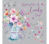 Cherry Orchard, Enchanting Floral Ladies Birthday Card, Vibrant Flowers & Vase design, Complete with Envelope