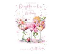 Cherry Orchard Fabulous Daughter in Law Birthday Card - Pretty Birthday Cocktails floral design from Beautiful Foil Finish