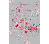 Cherry Orchard, Fabulous Friend 50th Birthday Card, Beautiful Pink Floral design, complete with Envelope