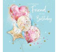 Cherry Orchard | FABULOUS FRIEND Birthday Card | Birthday card for Friend| Charming Pink and Gold Balloons |Gold Foil Text and Details.