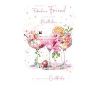 Cherry Orchard Fabulous Friend Birthday Card - Pretty Birthday Cocktails floral design from Beautiful Foil Finish