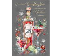 Cherry Orchard 'Fabulous Granddaughter' Christmas card, Artistic Gin bottle design, from the Gorgeous Grace range, Finished with gold foil detailing, comes complete with Gold envelope