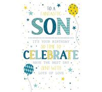 Cherry Orchard Fantastic Son Birthday Card from Stars & Balloons - Gold Foil & Embossed Finish