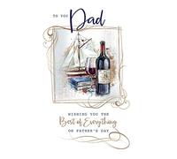 Cherry Orchard Father's Day Card for Dad, Wine and Sailboat Illustration, Heartfelt Greeting Card