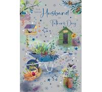 Cherry Orchard | Father's Day card for Husband | To A Special Husband on Father's Day | Artistic gardening design, wheelbarrow & potting shed | Luxury insert