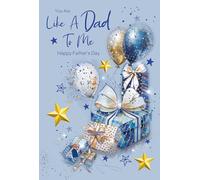 Cherry Orchard | Father's Day Card for Step-Dad | Like a Dad to me Father's Day card | Presents & Balloons | Gold Foil Stars | Luxury Insert | Complete with Envelope