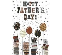 Cherry Orchard Father's Day Card, Happy Father's Day Balloons & Gift Design, Modern Brown & Black Celebration Card for Dad
