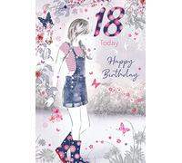 Cherry Orchard Female Age 18 Today Happy Birthday Card - Girl Dungaree's
