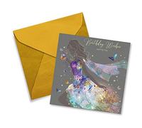 Cherry Orchard Elegant Female Birthday Card from Happy Birthday Card - Artistic Lady In Gorgeous Flowing Purple Gown - Flitter & Gold Foil Finish - For Her