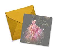 Cherry Orchard Female Open Birthday Card - Have a Fabulous Birthday - Artistic Girl In Gorgeous Pink Dress - Flitter & Gold Foil Finish - For Her