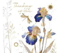 Cherry Orchard Floral 'Thinking of You' Greeting card, Square card finished with Beautiful gold foil details.