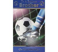 Cherry Orchard Football Birthday Card for Brother, Premium Foil Finish Design with Boot and Ball, Includes Pre-Printed Message and Envelope