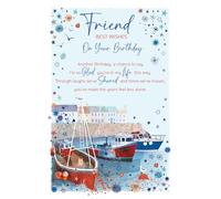 Cherry Orchard | Friend Birthday Card | Sentimental Birthday Card for Friend | Watercolour Nautical Design | Boats in Harbour | Meaningful Verse | Luxury Insert | Complete with Envelope