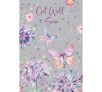 Cherry Orchard | Get Well Soon Card | Sending Get Well Wishes | Bright and Cheerful Card for a Speedy Recovery | Patel Flowers & Butterflies | Gold Foil Finish | Complete with Envelope