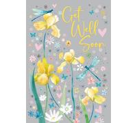 Cherry Orchard | Get Well Soon Card | Sending Get Well Wishes | Yellow Flowers | Bright and Cheerful Card for a Speedy Recovery | Gold Foil Finish | Complete with Envelope