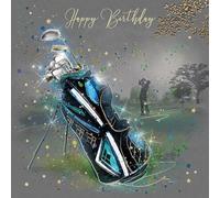 Cherry Orchard Golfing Happy Birthday Card with Gold Foil Detail and Gold envelope from the Grayson Range