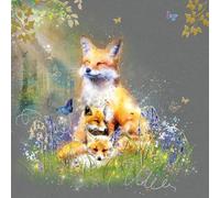 Cherry Orchard Gorgeous Blank Card With Artistic Fox design, Gold Foil Finish and Gold Envelope - Grace Range