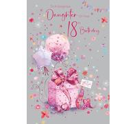 Cherry Orchard | Gorgeous Daughter 18th Birthday Card | Pink Gift & Balloons | Confetti and Sparkles | Gold Foil Finish | Complete with Envelope