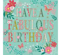 Cherry Orchard | Gorgeous Ladies Birthday Card | BRIGHT & JAZZY | Flowers & Butterflies | Shiny Gold Foil details | Complete with Envelope
