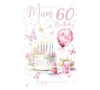 Cherry Orchard | Gorgeous Mum 60th Birthday Card | Birthday Cake, Candles, Florwers, Balloons & Gifts | Luxury Insert | Complete with Envelope