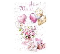 Cherry Orchard | Gorgeous Mum 70th Birthday Card | Pink Flowers, Balloons & Gifts | Complete with Envelope