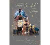 Cherry Orchard Grandad Happy Birthday Card with Red Wine Design from the Grayson Range complete with Gold Envelope and Gold Foil Detailing …
