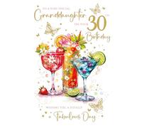 Cherry Orchard | Granddaughter 30th Birthday Card | 30th Birthday Card for Special Granddaughter | Vibrant Cocktail Design | Gorgeous Gold Foil | Luxury Insert