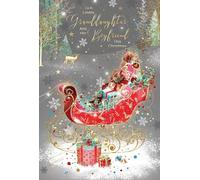 Cherry Orchard 'Granddaughter and Boyfriend' Christmas Card, Artistic Sleigh design with Gold foil details from the Gorgeous Grace range. Comes complete with gold envelope.