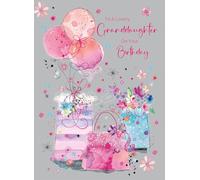 Cherry Orchard | Granddaughter Birthday Card | Colourful Birthday Gift Bags and Balloons | Foil Finish | Complete with Envelope