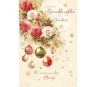 Cherry Orchard | Granddaughter Christmas card | Christmas Card for a Lovely Granddaughter |Festive Foliage and Baubles | Shimmering Foil Details | Complete with Envelope