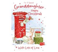 Cherry Orchard - Granddaughter Christmas Card - Cute Bunny & Red Letter Box Festive Design | Heartfelt Verse Inside | Christmas card for A Special Granddaughter| Envelope Included