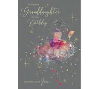 Cherry Orchard Granddaugther Birthday Card - To A Very Special Granddaughter On Your Birthday - Artistic Lady In Gorgeous Pink Floral Dress - Flitter & Gold Foil Finish - For Her