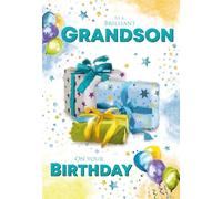 Cherry Orchard Grandson Birthday Card with Presents Design, Heartfelt Birthday Message