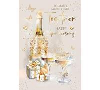 Cherry Orchard - Happy Anniversary Card- Anniversary Card for Special Couple - Luxury Champagne Bottle Design - Gold Foil Details - Sentimental Verse - Comes with Envelope