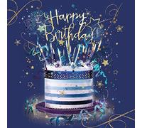 Cherry Orchard Happy Birthday Cake Design Birthday Card with Gold Foil Detailing from Publishing