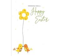 Cherry Orchard Happy Easter Card, Cute Birds & Flower Design, Greeting Card with Envelope