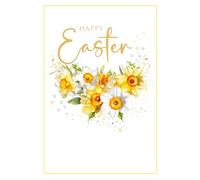 Cherry Orchard - Happy Easter Greeting Card - Floral Daffodil Easter Card with Envelope - Spring Watercolour Easter Wishes Card for Family, Friends, Mum, Dad, Grandparent