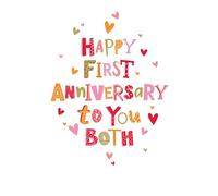 Cherry Orchard Happy First Anniversary - Luxury Anniversary Card with envelope - Pretty Text design, Embossed and finished with cold foil - from