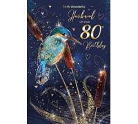 Cherry Orchard Husband 80th Birthday Card from the Grayson Range complete with Gold Envelope and Gold Foil Detailing