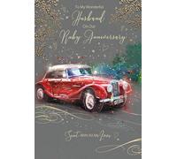 Cherry Orchard Husband Ruby Anniversary Card from the Grayson Range complete with Gold Envelope and Gold Foil Detailing