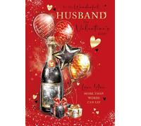 Cherry Orchard | Husband Valentines Card | Valentines Card for Husband | Large Card with Luxury Insert | Champagne & Balloon Design