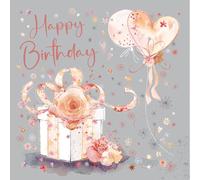 Cherry Orchard | Ladies Birthday Card |Charming Birthday gift and Balloons, Stars, Flowers and Confetti | Complete with envelope