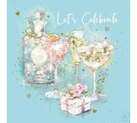 Cherry Orchard, Ladies Birthday Card, Exquisite Gin Bottle & Glass design, Gold Foil Text, Complete with Envelope