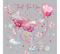 Cherry Orchard Ladies Birthday Card, Just For You, Beautiful and Vibrant Pink Cocktail glasses, complete with envelope