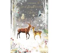 Cherry Orchard | Large Christmas card for a Special Son & Daughter in Law | Winterwonderland Reindeer Design | Luxury Insert | Gold Foil Finish