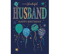 Cherry Orchard | Large Husband Birthday Card | To My Wonderful Husband Happy Birthday | Sleek & Stylish Design | Jazy Letters | Gold Foil Embellishments | Luxury Insert & Printed Verse