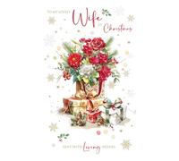 Cherry Orchard | Large Wife Christmas Card | Romantic Red Roses and Gifts design | Luxury Christmas card for Wife | Sentimental Verse on Luxury Insert | Complete with Envelope