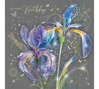 Cherry Orchard Lily Happy Birthday Card with Gold Foil Detailing and Gold Envelope Grace Range from